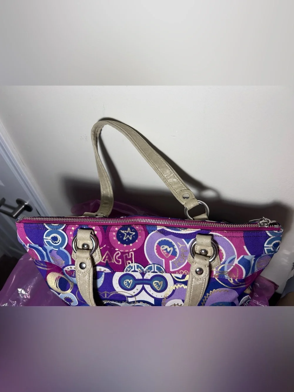 Coach Poppy Graffiti Glam (2011) Signature Print Tote